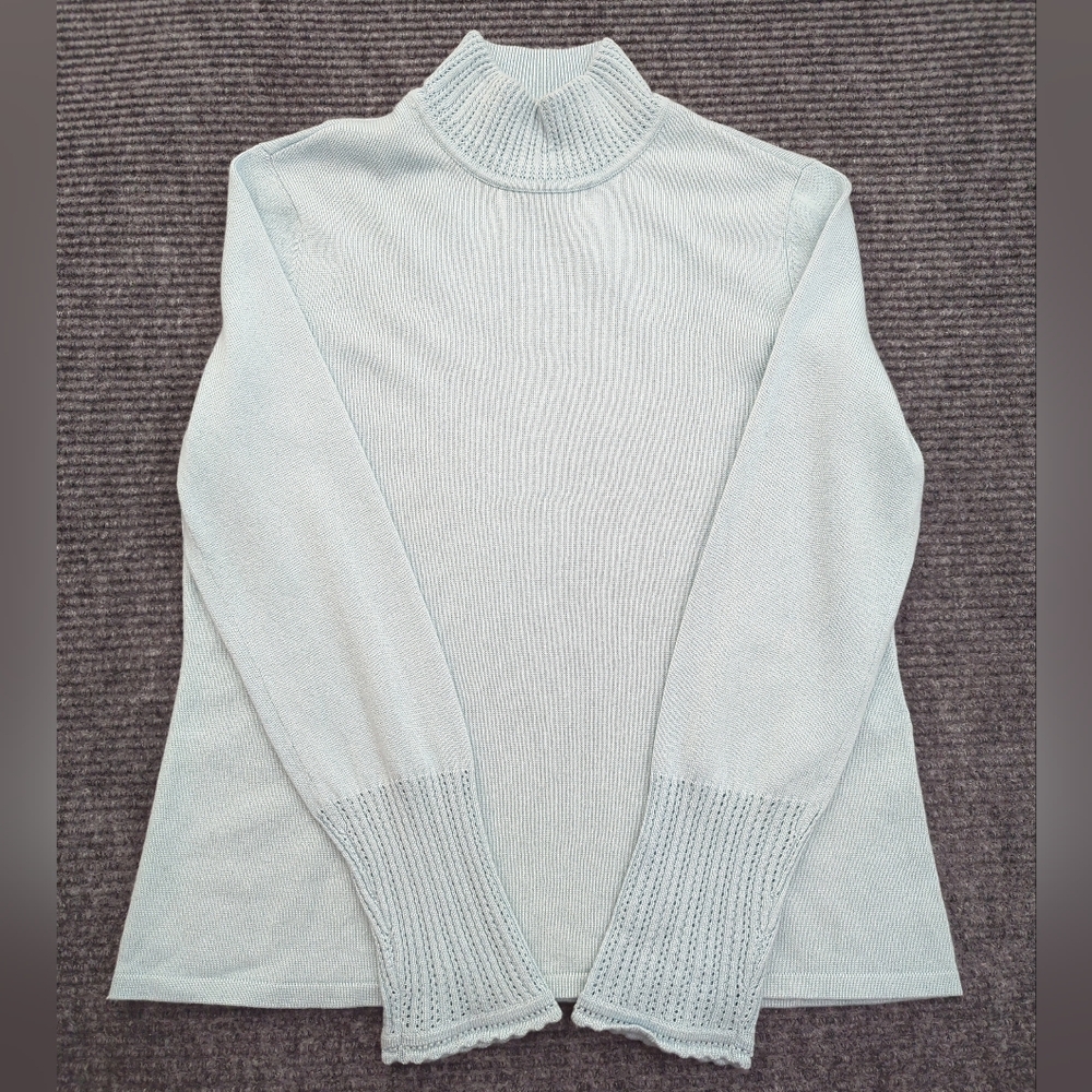 Vintage Petite Silk Cashmere Mock Neck Sweater Women’s Medium, Minimalist